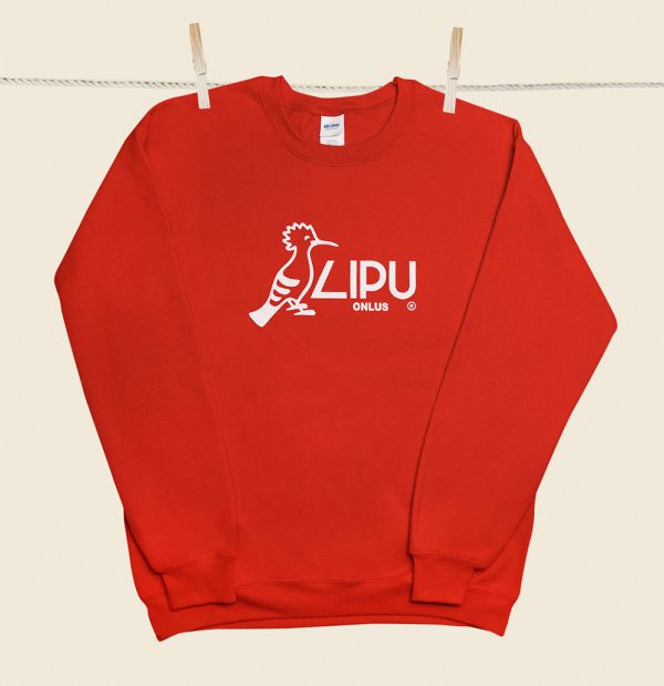 felpa unisex rossa con stampa logo lipu