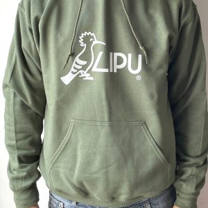 felpa verde unisex con cappuccio e tasche e stampa logo lipu