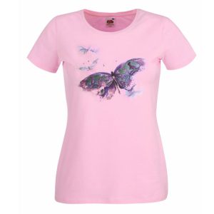 t-shirt bambina rosa con stampa farfalla