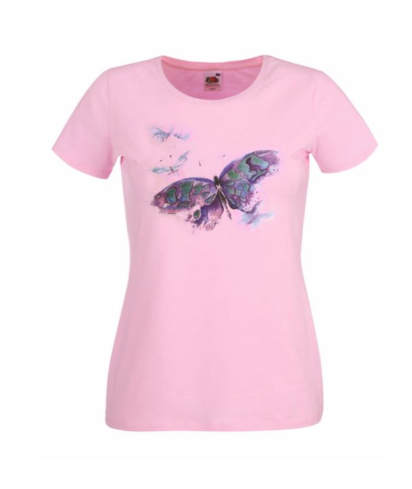 t-shirt bambina rosa con stampa farfalla