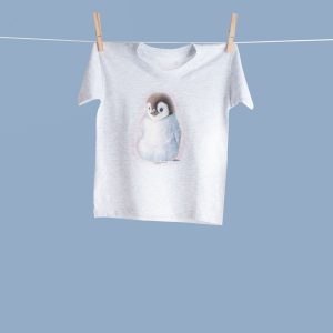 t-shirt bambino bianca con stampa pinguino