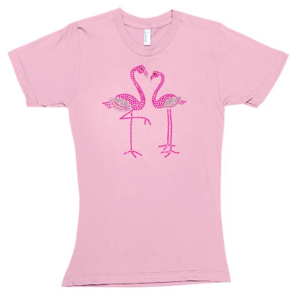 t-shirt donna rosa con stampa fenicotteri