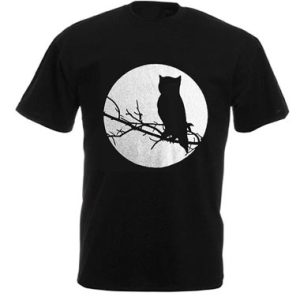 t-shirt unisex nera con stampa guro e luna